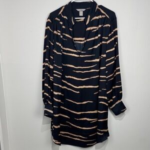 H&M Black and Tan Striped Long Sleeve Dress. Size XXL